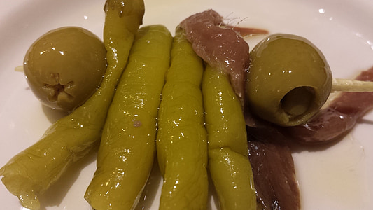 Gilda, espeto, verde-oliva, biqueirão, cozinhar, Início