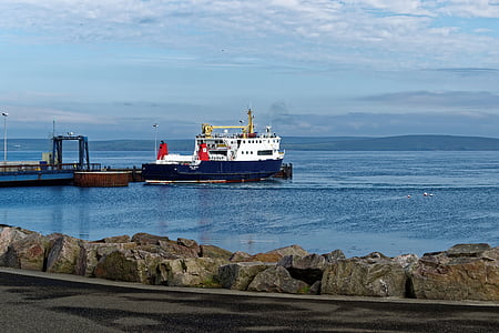 Ferry, sadamast, mittesalliv, Orkney, Sanday, Port, Sea