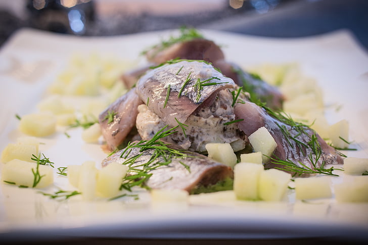 eat, soused herring fish, food, meal, dinner, gourmet, meat
