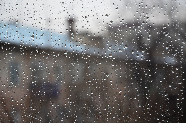 raindrops, window, rain, glass, blur, drops, weather