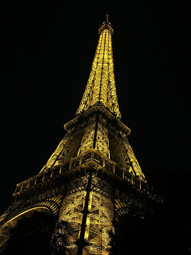 Paryžius, Prancūzija, naktį, žibintai, bokštas, Lankytinos vietos, simbolis