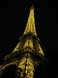 Париж, Франція, ніч, Ліхтарі, вежа, Визначні пам'ятки, символ