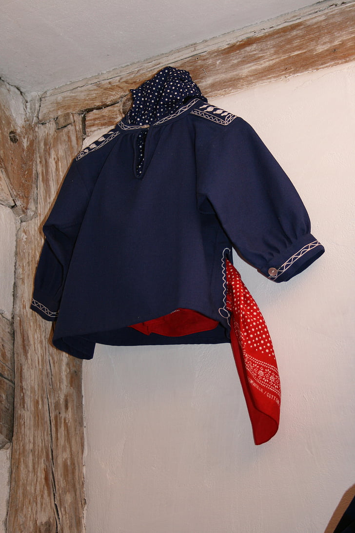 garment, kittel, schwaben frock, costume, cotton, blue, embroidered