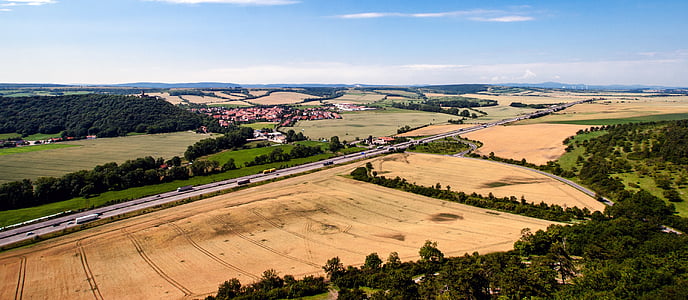 Panorama, pemandangan, kejauhan, pemandangan, Thuringia Jerman, Hutan Thuringian