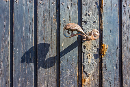 door knob, door handle, metal, iron, stainless, old, handle