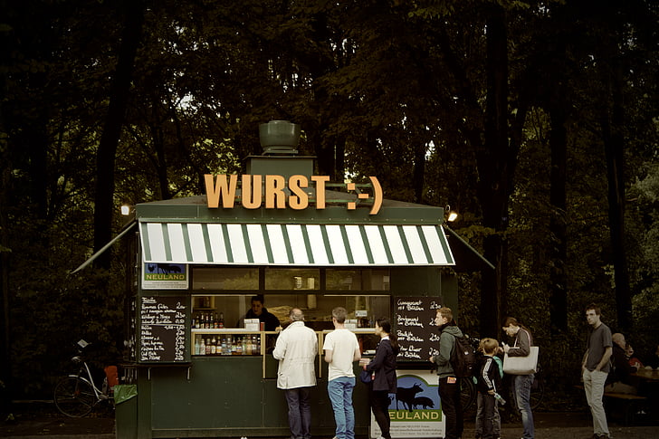 Wurst, cibo, stallo, messa a fuoco, fotografia, pranzo, Germania