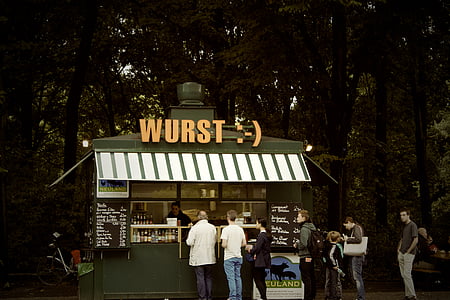 Wurst, jídlo, stánek, zaměření, Fotografie, oběd, Německo
