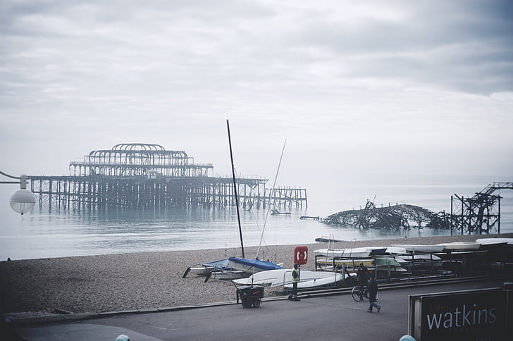tengerparti, romok, Brighton, régi, építészet, Landmark, turizmus
