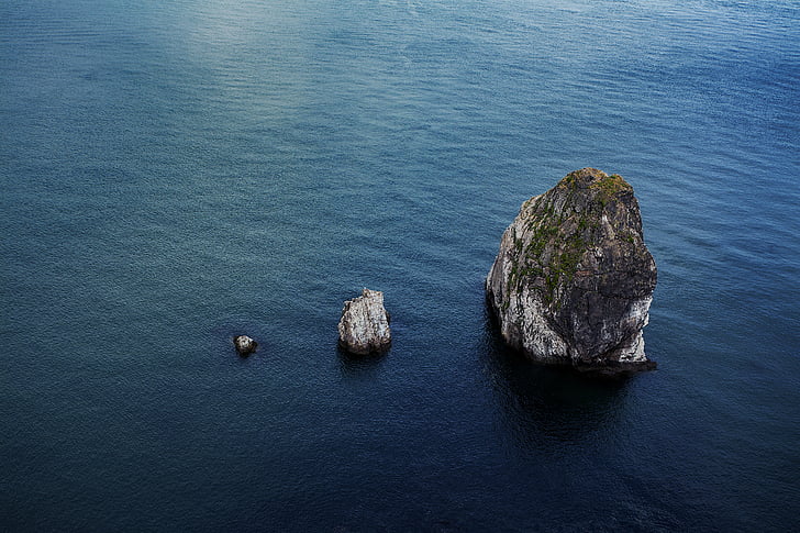 biru, alam, batu, laut