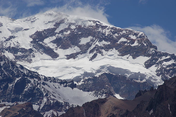 aconcagua, snow, s, mountain, andes, south, argentina
