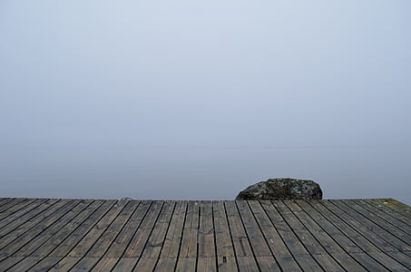 köd, móló, tó, leszálló szakaszban, óceán, Pier, ponton