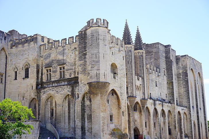 Palais des papes, hörnet tower, tornet, byggnad, om införande av, imponerande, enorma