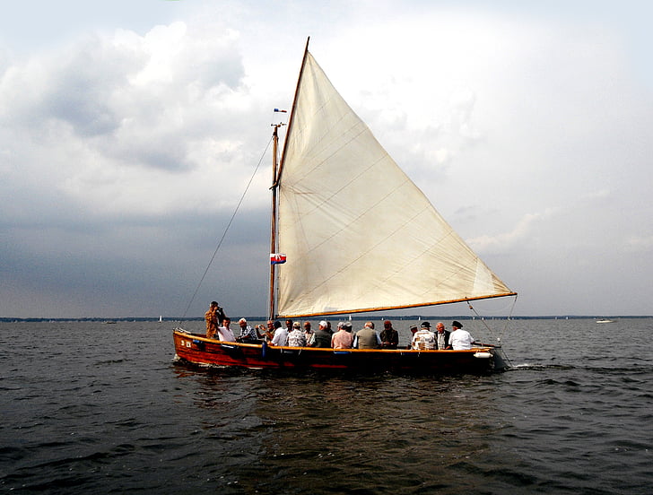 sailing boat, steinhuder sea, boat trip, singer tour, cecilian, water, sky