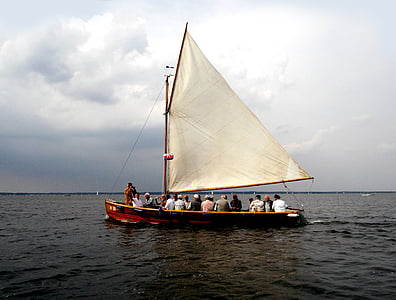 barco de vela, Mar de Steinhuder, paseo en barco, tour de la cantante, cecilian, agua, cielo