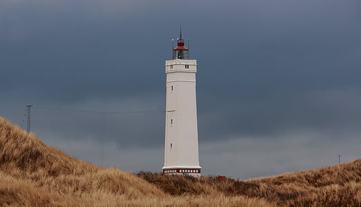 Lighthouse, naturliga, blått vatten, Danmark