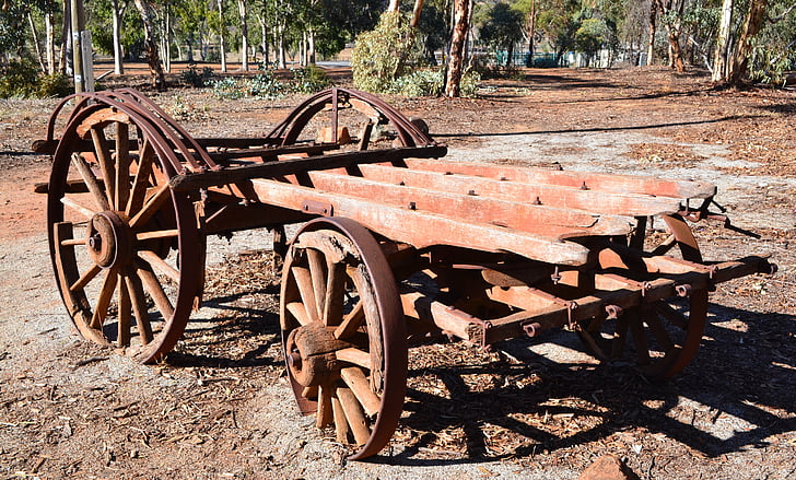 vanhan vaunun, ruosteinen, vaunun, pinnat, vanha kärrynpyörä, Farm wagon