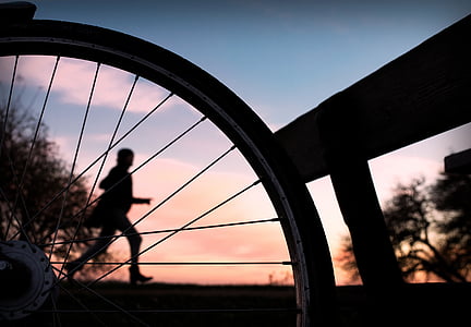 Koşu, günbatımı, Bisiklet, Runner, Yaz, gökyüzü