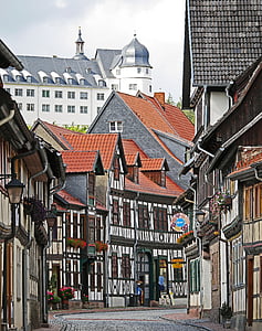 桁架, 城堡, 从历史上看, stolberg 在哈茨, 村中心, 主干道, 山墙