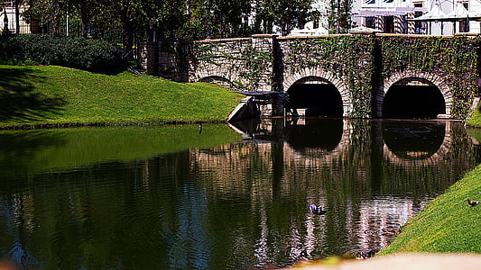 Danau, air, alam, rumput, Jembatan, abad pertengahan, refleksi
