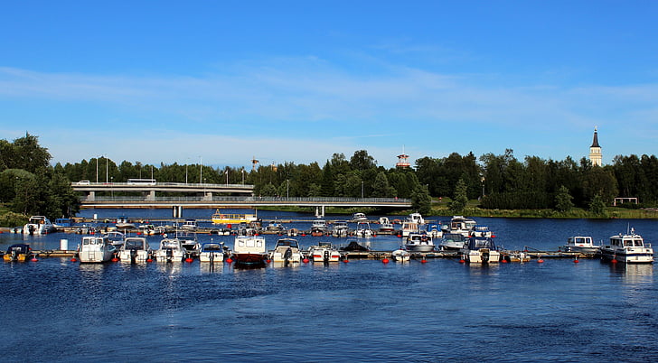 oulu, ฟินแลนด์, มารีน่า, เรือ, เรือ, แท่นวาง, ท่าเรือ