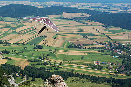 悬挂滑翔机, 体育, 景观, 飞, 山, 自然