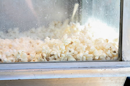 popcorn, õiglane, soolane, suupiste, või, võiga, tuuma