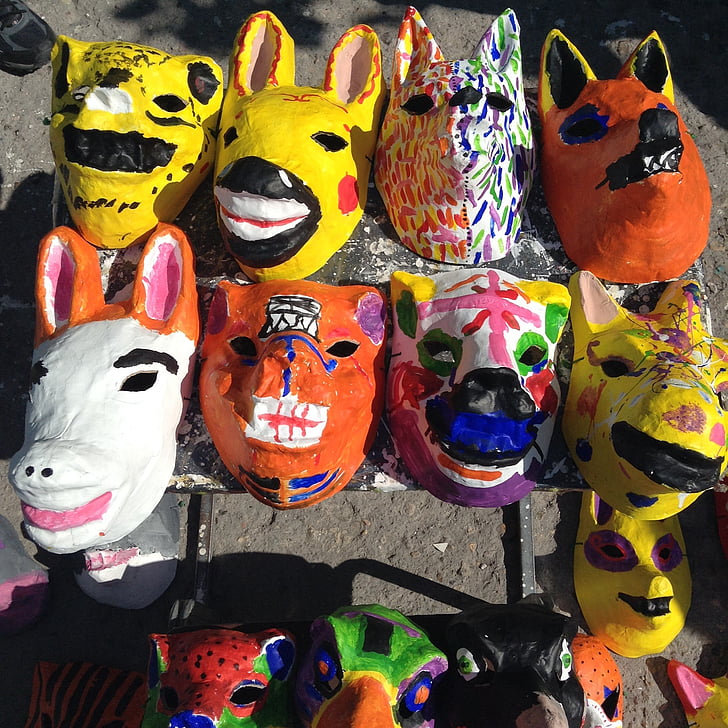 masks, animals, paper mache