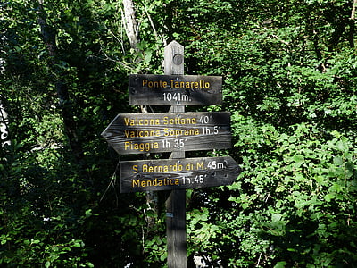 directory, signposts, hiking trails, direction, marking, shield, note