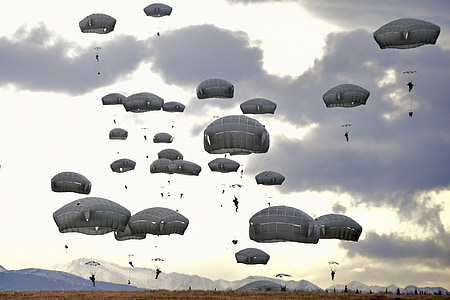 fallskjerm, trening, fallskjermhopping, hopping, militære, luftbårne, flyet