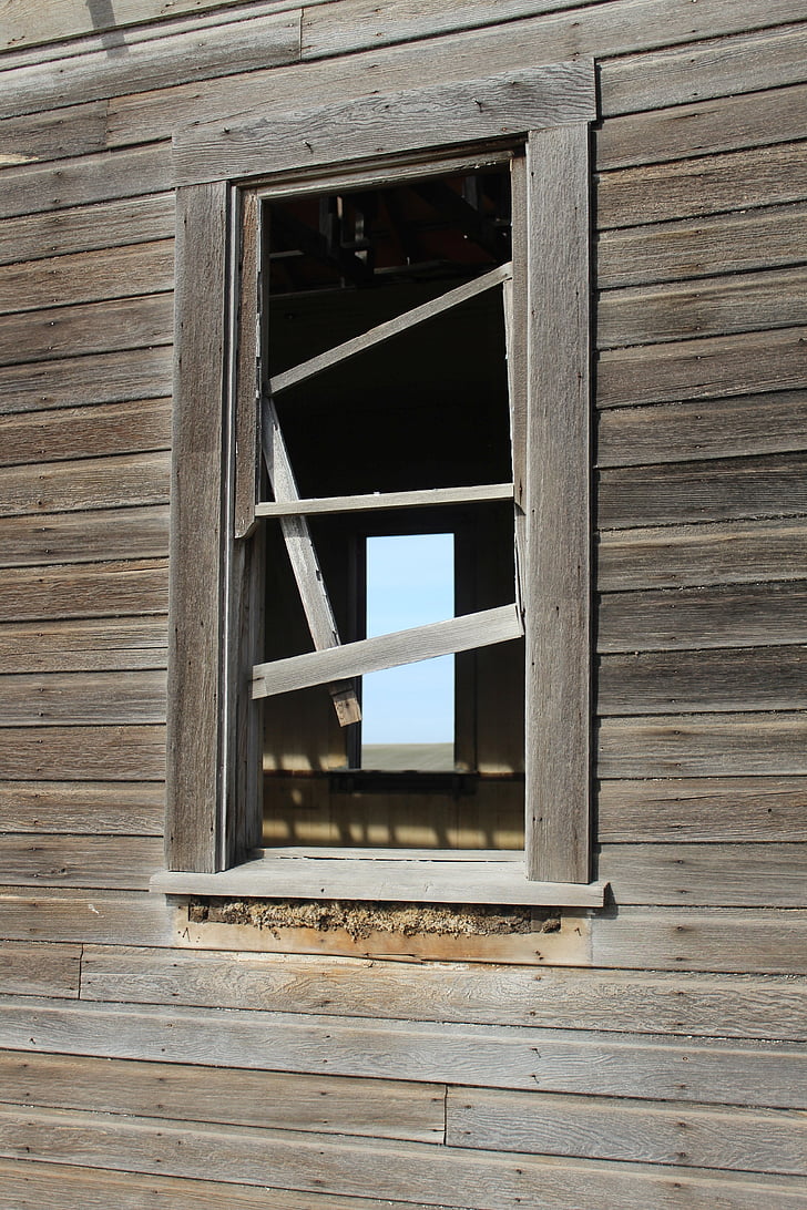 fenêtre de, délabrée, delapited, en bois, bâtiment, vieux, historique