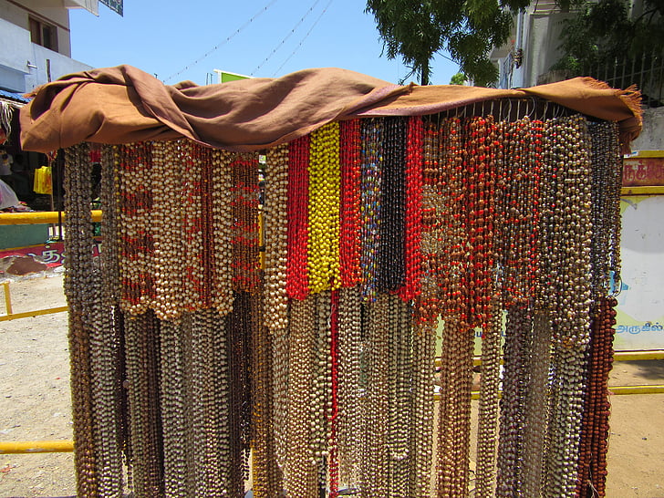 håndlavet, perler, gadesælger, halskæder, salg, kunst