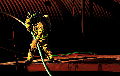 firefighter, training, live, fire, protection, danger, equipment