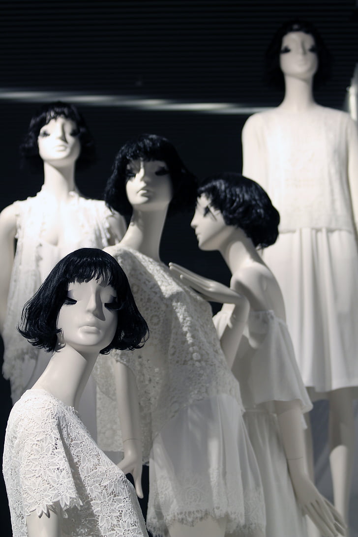 mannequin, mode, sort, hvid, elegance, tøj, kvinde