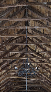Iglesia, antiguo, interior, madera techo