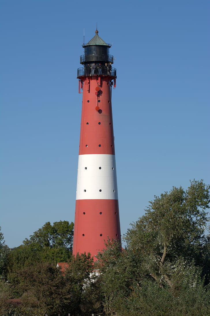 Lighthouse pellworm, pellwormer far, Farul, Vezi, roşu alb, peisaj, Insula