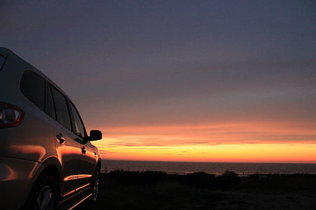 carro, Hyundai, Roadtrip, romântico, pôr do sol, veículo de terra, Crepúsculo