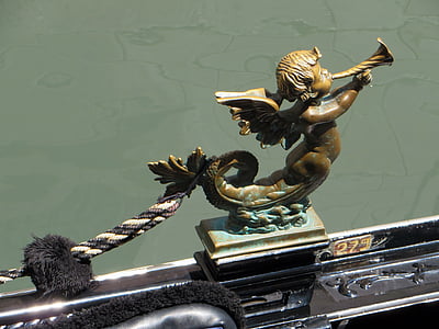 Venise, gondole, décoration, canal, Gondolier, ange