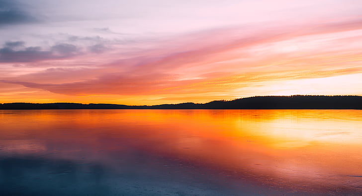 Suède, coucher de soleil, tombée de la nuit, HDR, Sky, nuages, couleurs