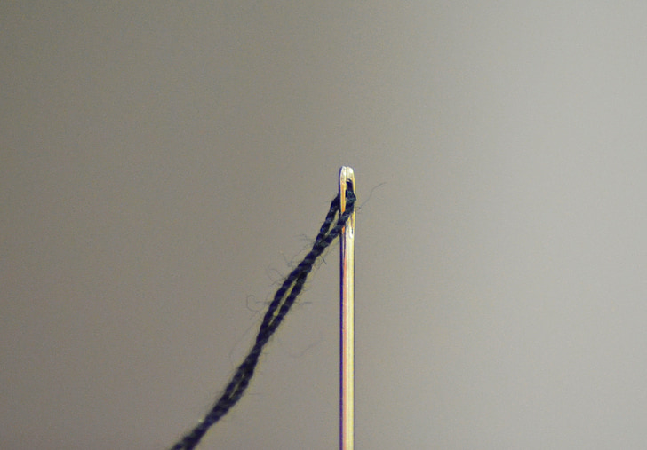 needle, thread, macro