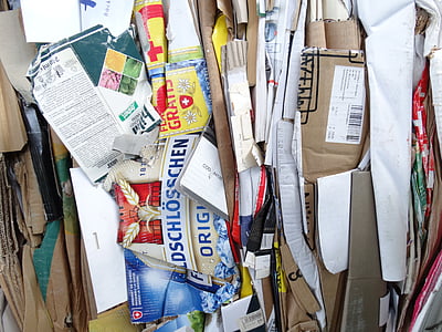 resíduos de papel, reciclagem, cartão, coleção de papelão, pressionado, compacto, concentrado