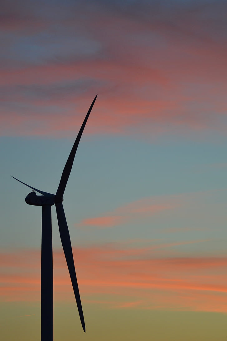 turbine de vent, Sky, coucher de soleil