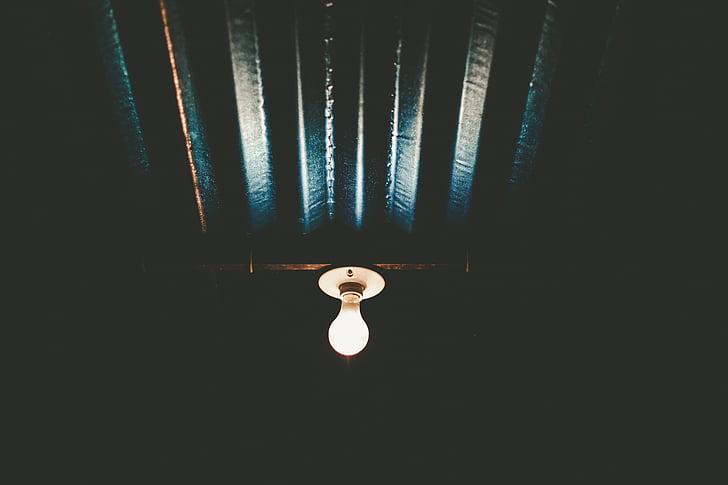 lightbulb, lamp, illumination, light, ceiling, electric, metal
