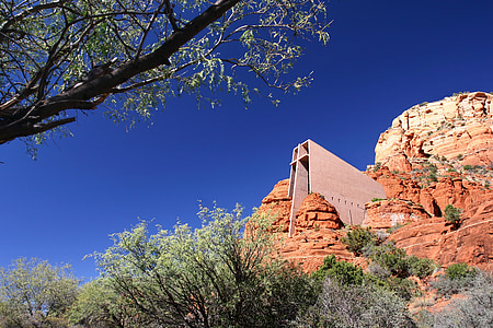 Sedona, templom, Arizona, rock, építészet, kápolna, táj