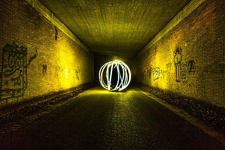 light painting, color, light dom, underpass, structure