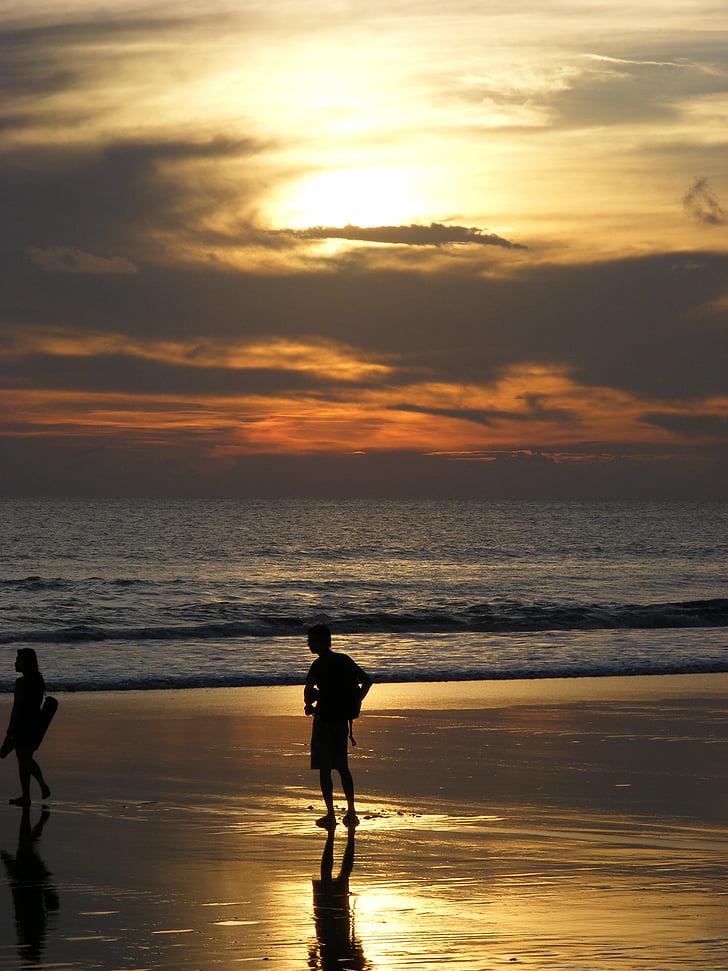 solnedgång, Bali, stranden