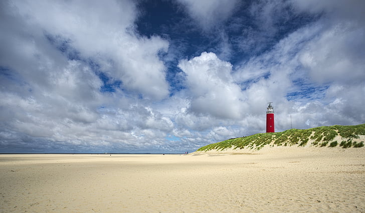 Texel, svjetionik, Sjeverno more, pijesak, more, plaža, dine
