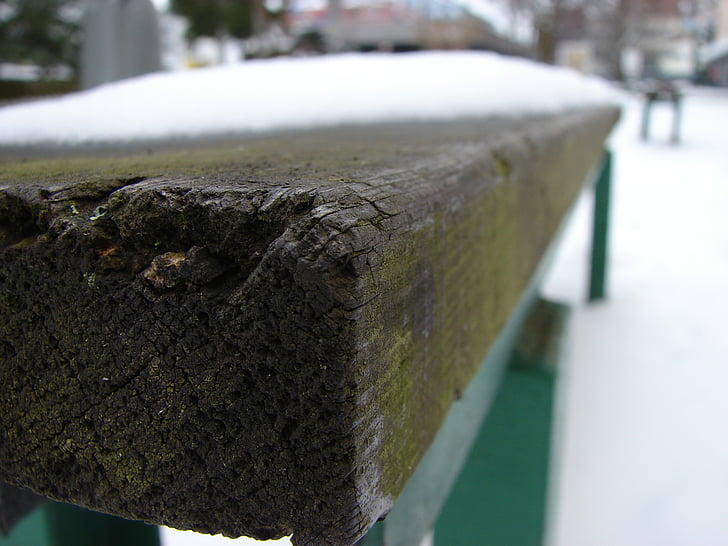 bench, bench in the park, park, sit, the rest of the snow, end, rested