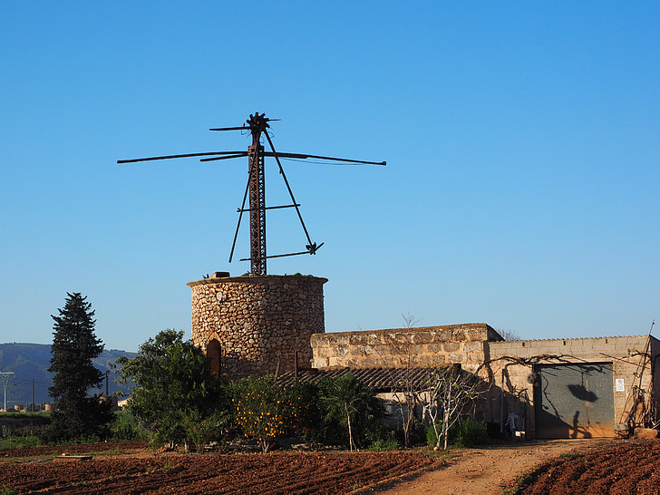 tuulimylly, vanha, rauenneet, Ruin, Mallorca, Muro, Mill