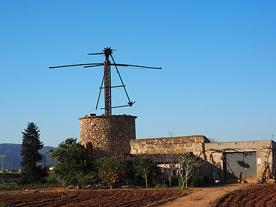 větrný mlýn, staré, upadl, Zřícenina, Mallorca, Muro, mlýn