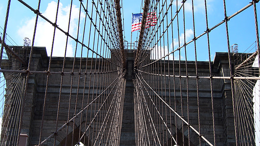 New Yorkissa, Mielenkiintoiset kohteet:, Maamerkki, vetovoima, Brooklyn Bridge-silta, New Yorkissa, Brooklyn - New York